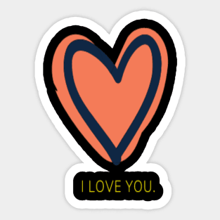 I love you peach blck Sticker